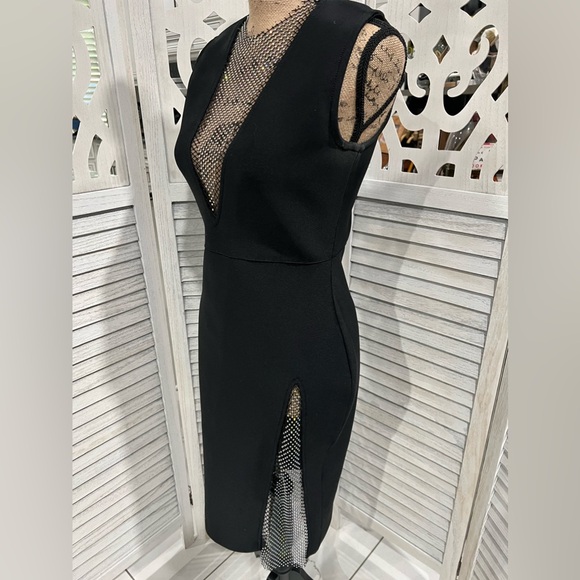 Shein Sexy Black Cocktail Dress With Rhinestone Netting - Picture 7 of 11